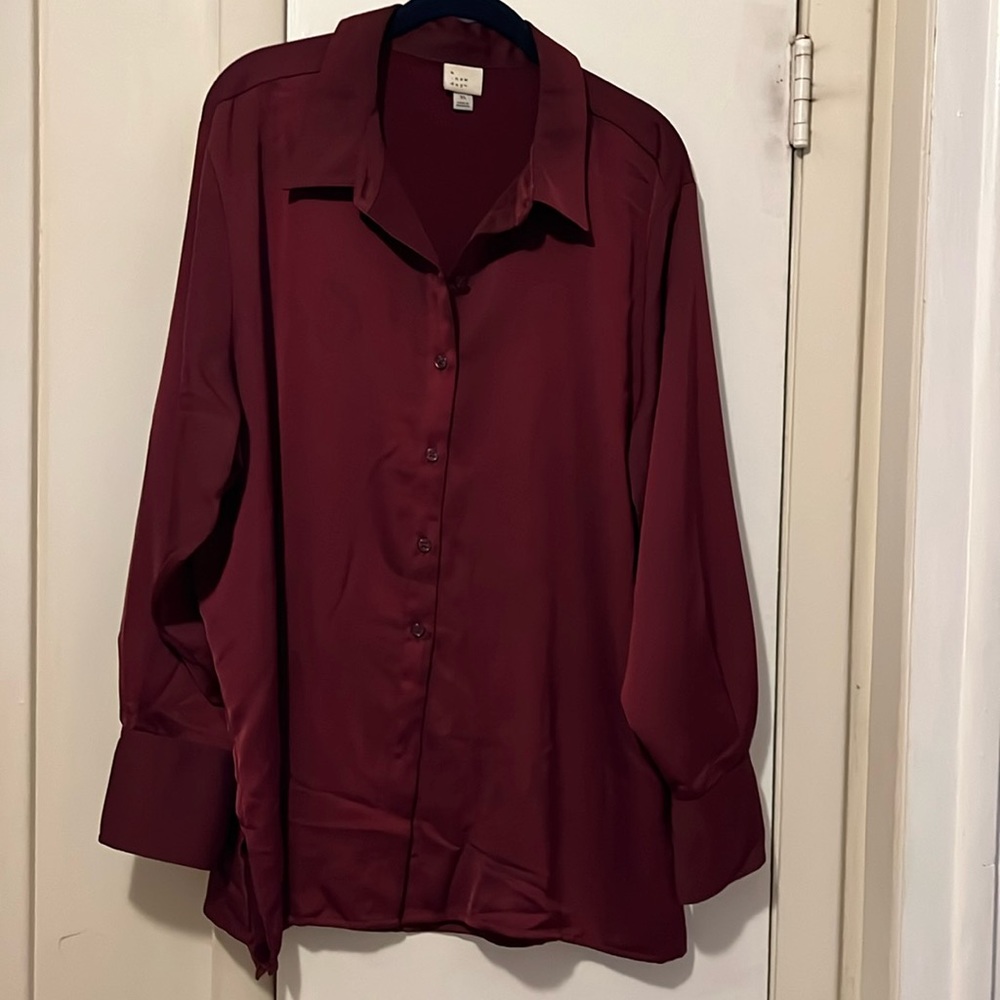 A new Day satin button down shirt
